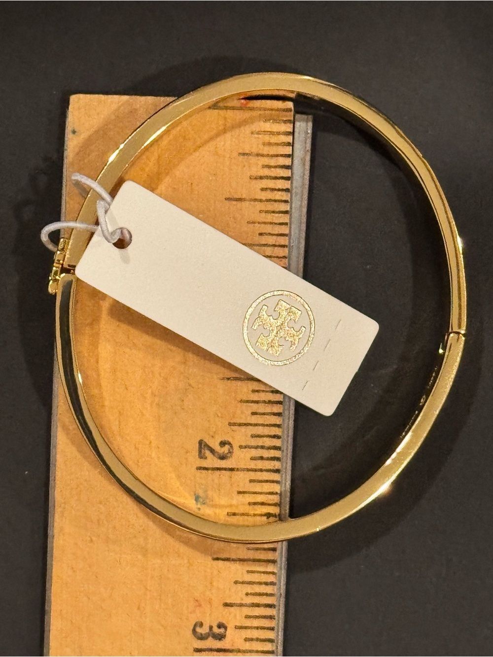 NWT Tory Burch Kira Flora-Print Enamel Hinged Bangle Bracelet Gold Cream - Picture 11 of 13